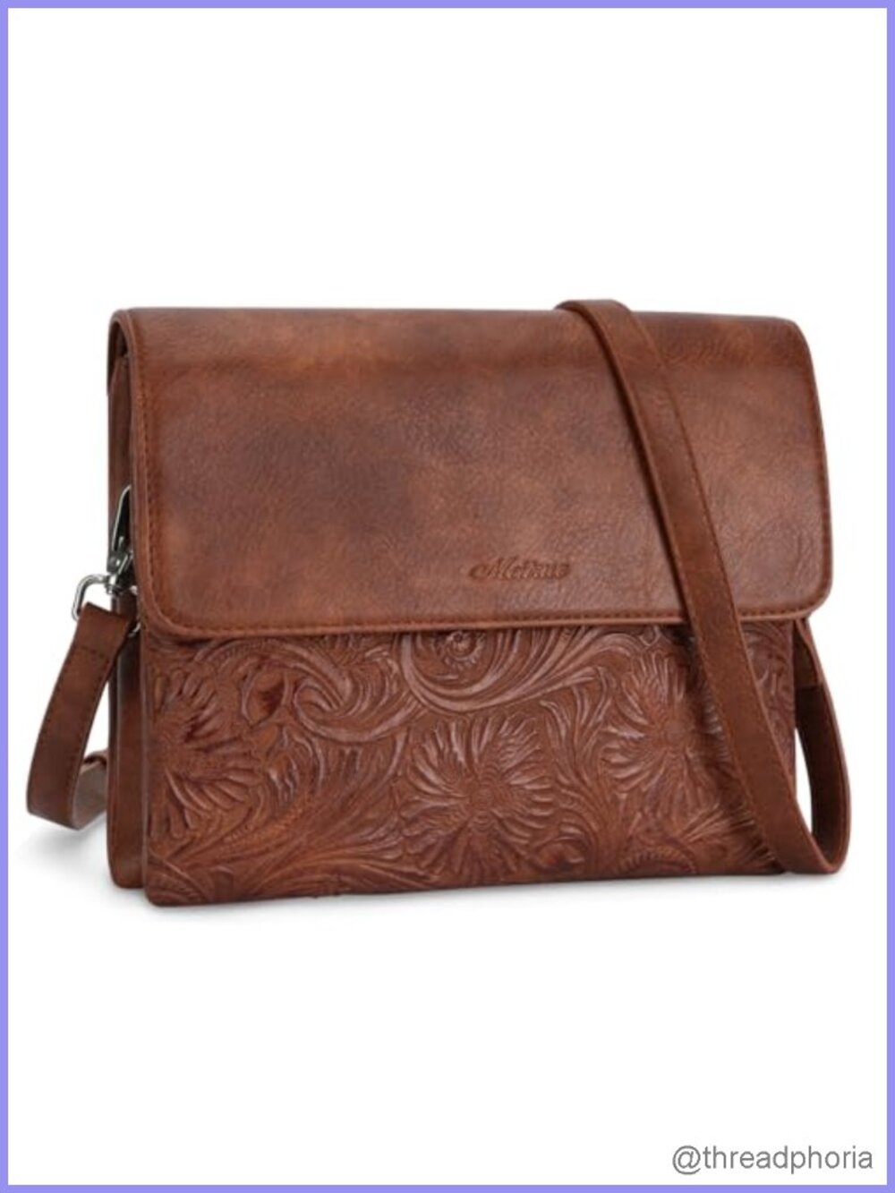Vegan Leather Crossbody Bag for Women with Phone Pocket and Adjustable Strap